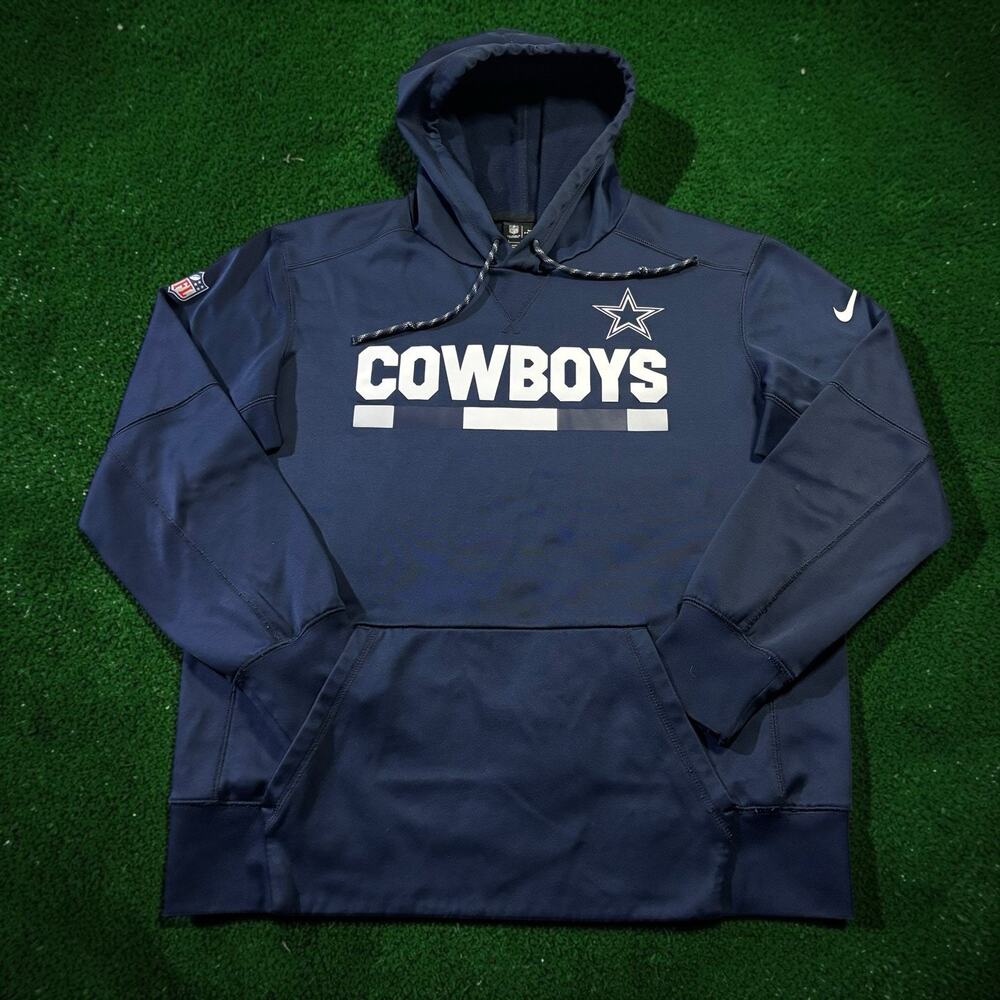 Nike Dallas Cowboys NFL On Field Dri Fit Fleece Pullover Hoodie Men’s Large Blue